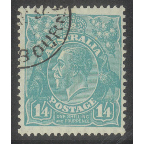 Australia KGV Stamp Small Mult WMK p13½x12½ 1/4 Turqouise SG104 CTO with Gum