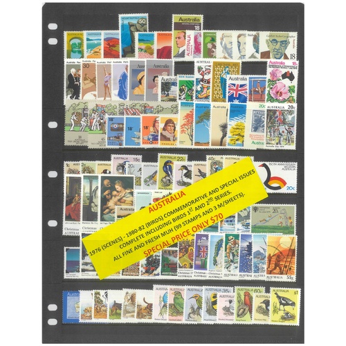 Australia 1976-80/82 Commemorative Issues Complete 99 Stamps & 3 Mini Sheets MUH #262