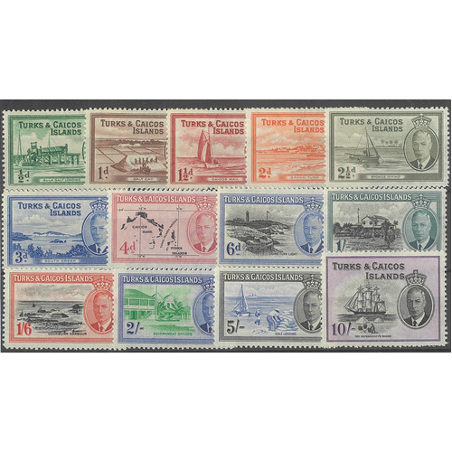 Turks & Caicos 1950 KGVI Pictorial Set of 13 Stamps SG221/33 MUH #4-4