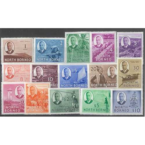 North Borneo 1950 KGVI Pictorial set of 15 Stamps SG356/70 (no 366a) MUH #4-6