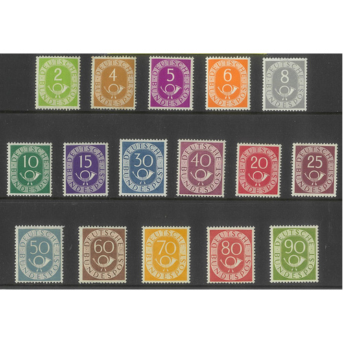 Germany West 1951-52 Numeral Set/16 Stamps Scott 670/85 Mi.123/38 MUH #4-7