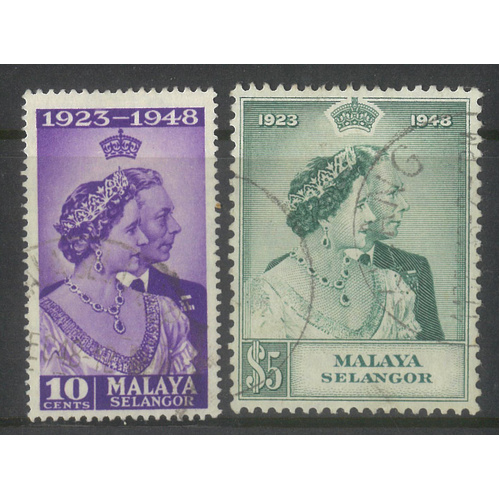 Malaysia Selangor 1948 Silver Wedding Set of 2 Stamps SG88/89 Fine Used #4-14