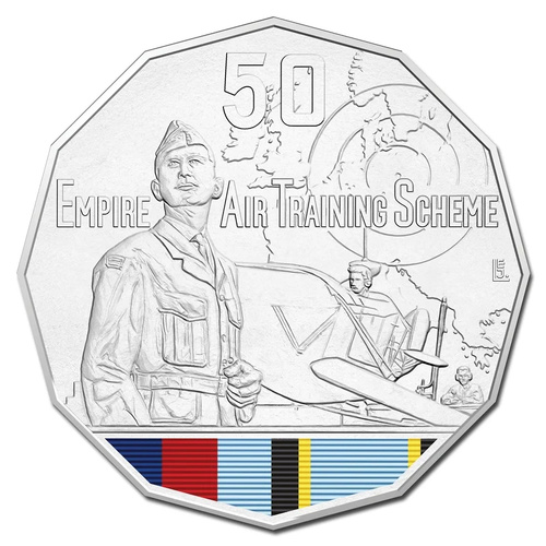 Australia 2015 Empire Air Training Scheme 50c Coloured UNC Coin in Card