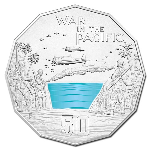 Australia 2015 War in The Pacific 50c Coloured UNC Coin in Card