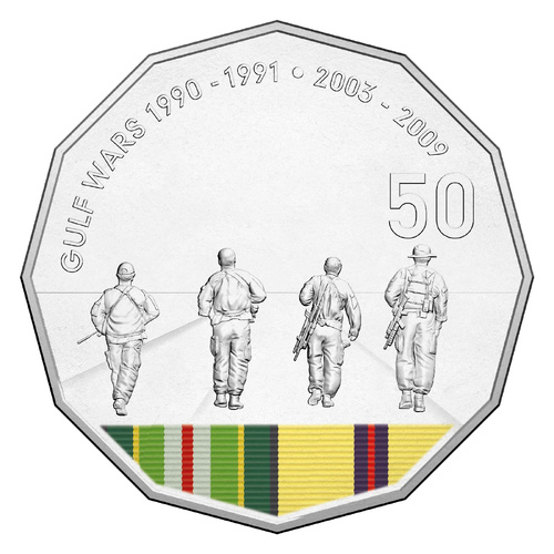Australia 2016 Gulf Wars 50c Coloured UNC Coin in Card