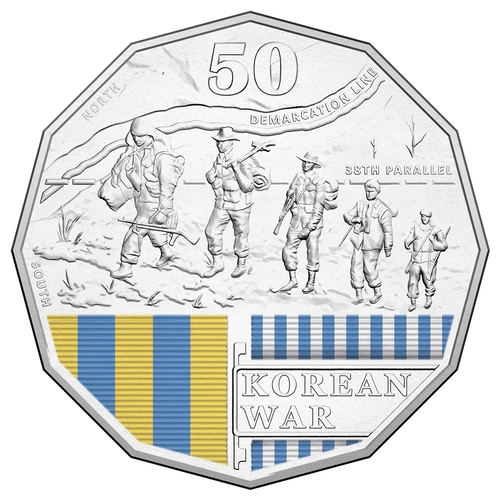 Australia 2016 Korean War 50c Coloured UNC Coin in Card
