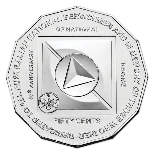 Australia 2011 National Service 60th Anniversary 50c UNC Coin in Card