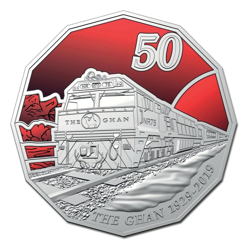 Australia 2019 The Ghan 90th Anniversary 50c Coloured UNC Coin in Card