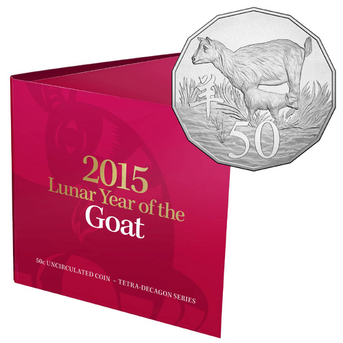 Australia 2015 Year of The Goat 50c UNC Coin in Card