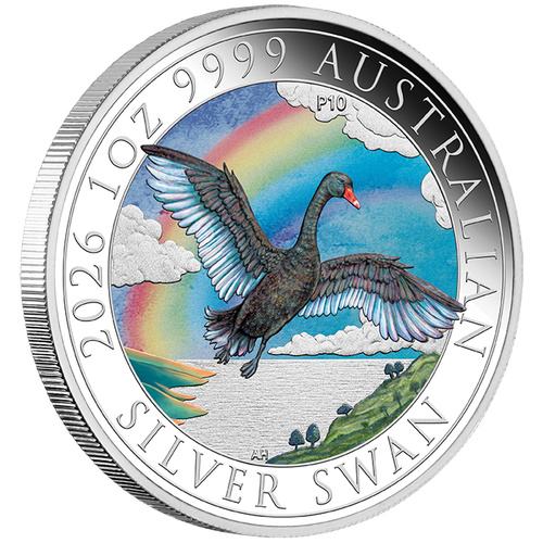 Australia 2026 Perth ANDA Show Perth Mint 1oz Swan Silver Coloured Coin