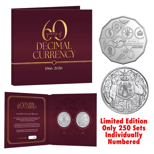 Australia 1966–2026 60 Years of Decimal Currency 50c 2-Coin Commemorative Set – Limited Edition