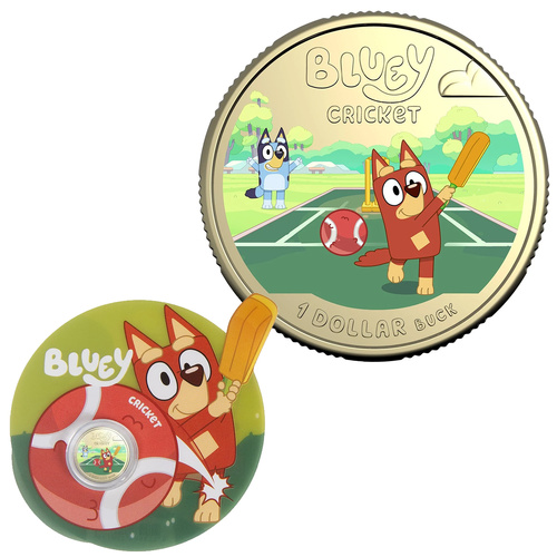 Australia 2027 $1 Bluey Cricket Coloured Uncirculated Coin