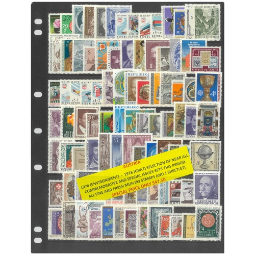 Austria 1974-78 Selection of Near All Commemorative Sets 93 Stamps & 1 Sheetlet MUH #450