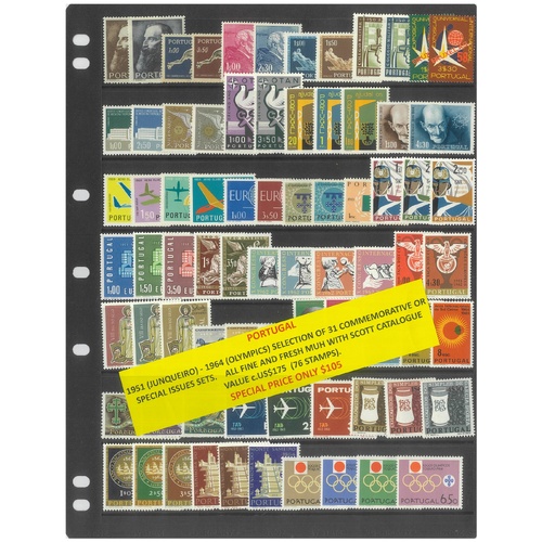 Portugal 1951-64 Selection of 31 Commemorative Sets 76 Stamps MUH #483