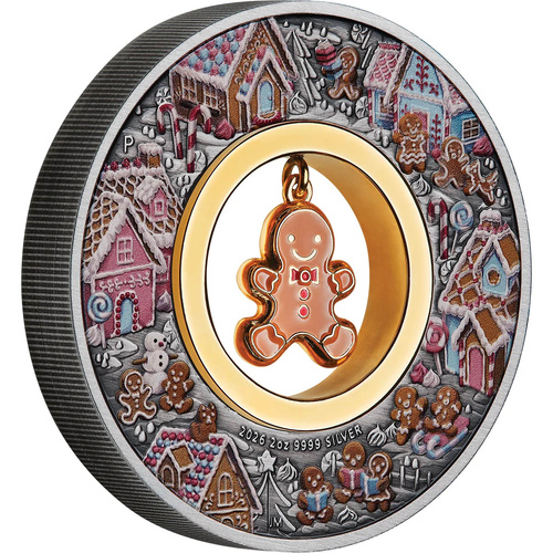 Australia 2026 $2 Gingerbread Christmas 2oz Silver Antiqued Coloured Coin