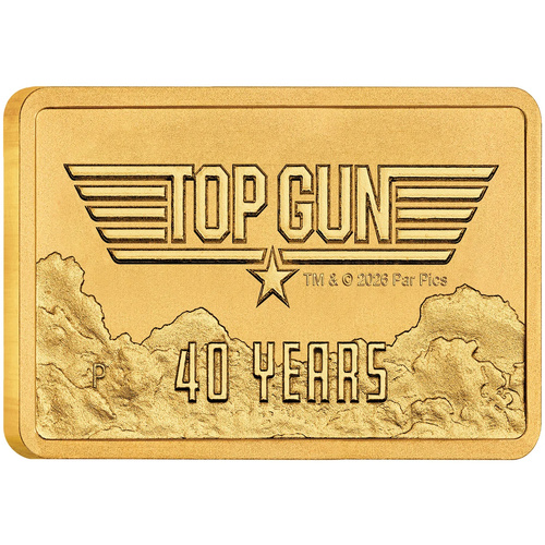 Tuvalu 2026 $3 40 Years of Top Gun 1g Gold Rectangular Coin In Card