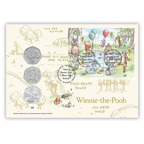 GB 2026 Winnie the Pooh Coin Cover - Brilliant Uncirculated 50p Coin Cover PNC