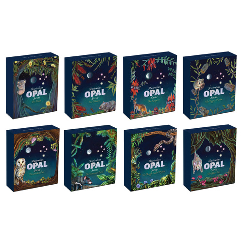 Australia 2012-2015 Opal Series Complete Collection of 8 1oz Silver Proof $1 Coins