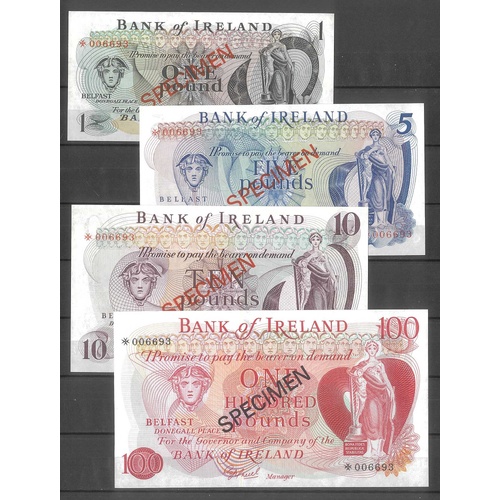 Ireland 1971–1978 Specimen Banknotes Group of 4 gEF/aUNC