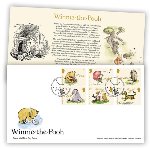 Great Britain 2026 Winnie the Pooh Stamp Set on First Day Cover