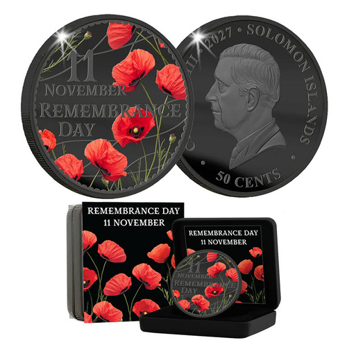 Solomon Islands 2027 50c Poppies and Peace Remembrance 50mm Coin Lux Edition 