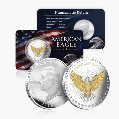 Solomon Islands 2026 50c The American Eagle  BU Commemorative Coin Card