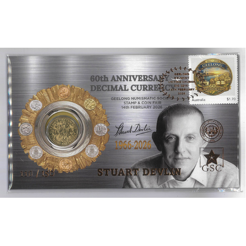 Australia 2026 Stuart Devlin GNS Overprinted 60th Anniversary $1 Coin PNC