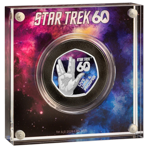 UK 2026 Star Trek 60 Years - Live Long & Prosper 50p Silver Proof Colour Coin