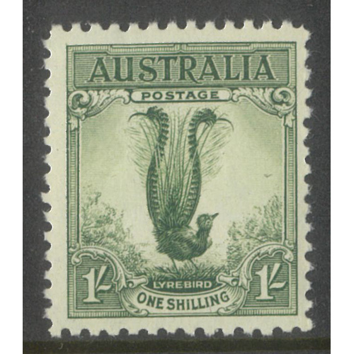Australia 1932 1/- Lyrebird Green Single Stamp SG140 Mint Unhinged