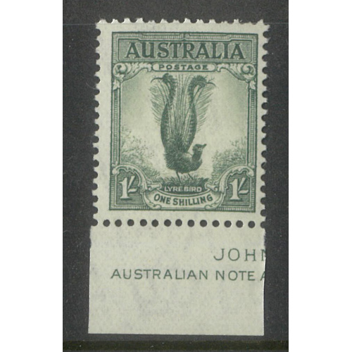 Australia 1937 p13½x14 Lyrebird 1/- Stamp Dull Yellow-Green SG174 BW208B MUH
