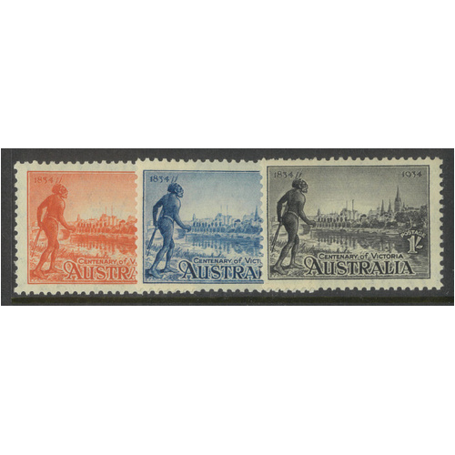 Australia 1934 Victoria Centenary p11½ Set of 3 Stamps SG147a/49a MUH