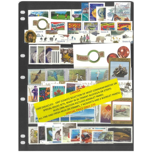 Canada 1995-97 Commemorative Sets 94 Stamps 7 Mini Sheets & 2 Panes MUH #446