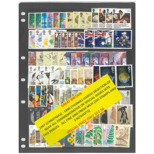 Great Britain 1987-90 Selection of Commemorative Sets 101 Stamps & 3 Mini Sheets MUH #419