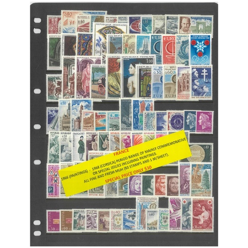 France 1966-68 Mainly Commemorative Issues 83 Stamps & 1 Mini Sheet MUH #466