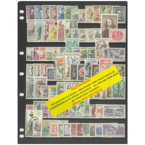 Czechoslovakia 1955-58 30 Commemroative Sets 87 Stamps & 1 Mini Sheet MUH #477