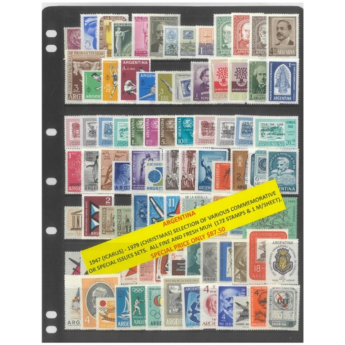 Argentina 1947-79 Various Commemorative Sets 172 Stamps & 1 Mini Sheet MUH #476