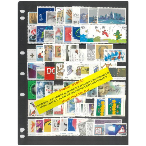 Germany Reunified 1998-2000 Commemorative Sets 67 Stamps & 7 Mini Sheets MUH#290