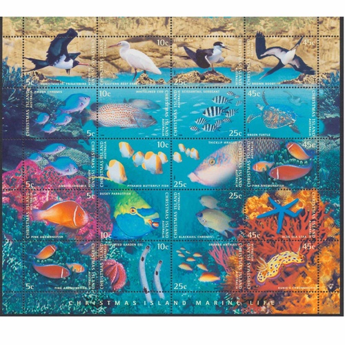 Christmas Island Stamps 1998 Marine Life Set of 20 Sheetlet