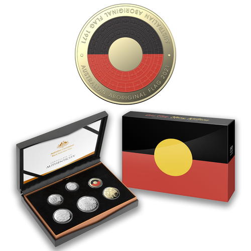 Australia 2021 6-Coin Proof Year Set Aboriginal Flag W/ A Unique $2 Coloured Coin