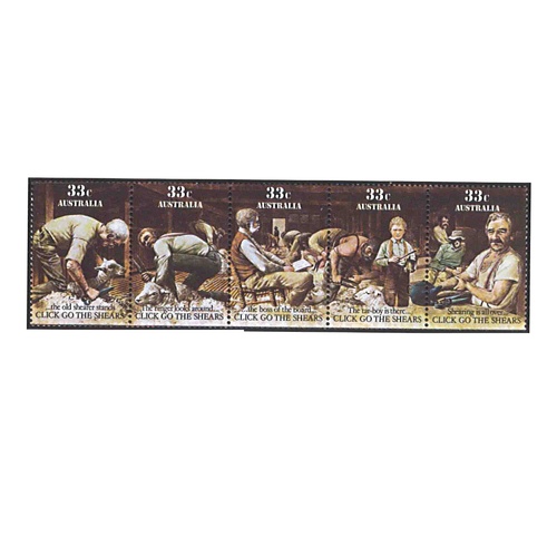 Australia 1986 (211) Click Go The Shears Strip of 5 MUH SG 1014/18