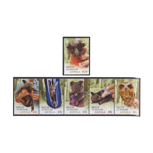 Australia 2010 (727) Wildlife Caring Rescue to Release Set of 6 SG 3492/97