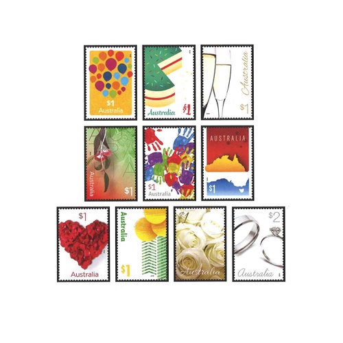 Australia 2016 (933) Love to Celebrate Set of 10 MUH SG 4522/31