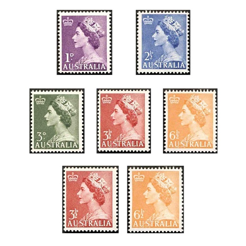 Australia 1953-1956 (SG261/63a) Queen Elizabeth II Def. Set of 7 MUH
