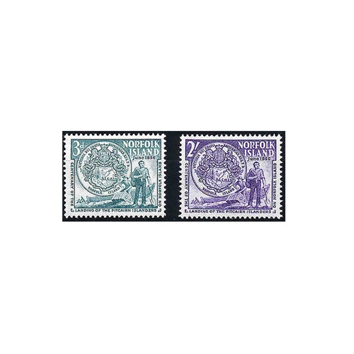 1956 (SG19/20) Norfolk Island Landing of Pitcairners Set of 2 MUH
