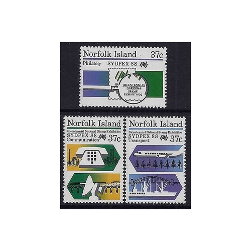 1988 (SG 444/6) Norfolk Isl. Sydpex '88 Stamp Expo Set of 3 MUH