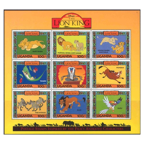 Disney The Lion King Sheetlet Stamps MUH - Uganda