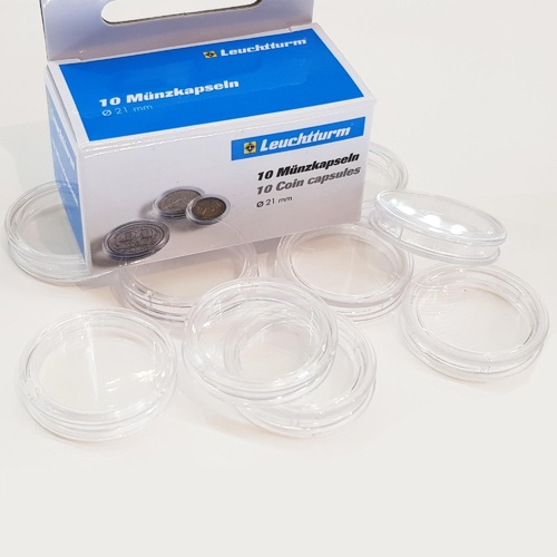Lighthouse Acrylic Coin Capsules 21mm (Dia) Fit Australian $2 Coins Pack of 10