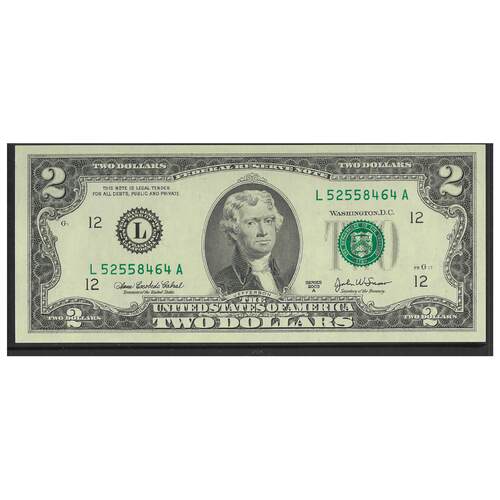 USA 2003 Single Banknote $2 Two Dollars UNC