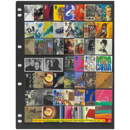 Great Britain 1999 Special Issues Complete - 13 Sets of Stamps & 2 Mini Sheets MUH #GBPNG-2