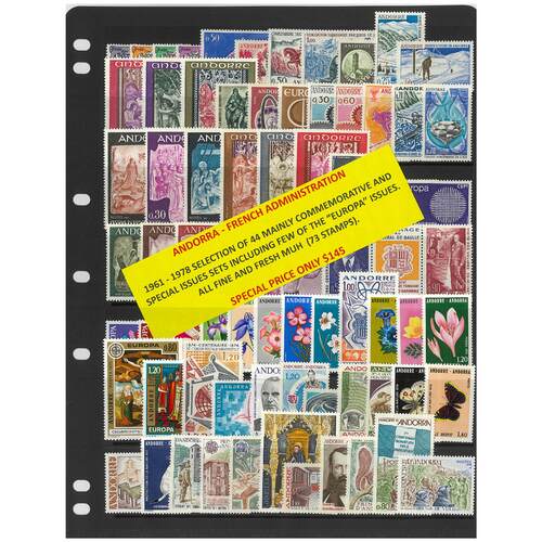 Andorra French 1961-78 44 Commemorative/Special Issues 73 Stamps Fresh MUH #481
